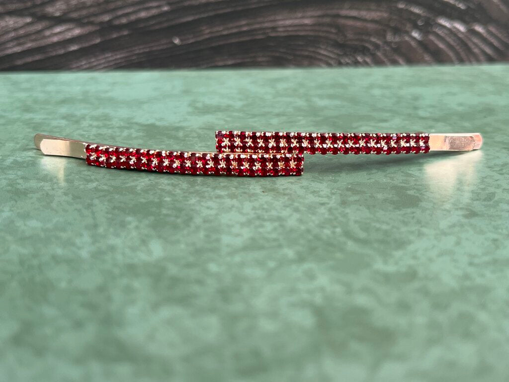 Barrette Set of 2 - Rose Gold w Garnet