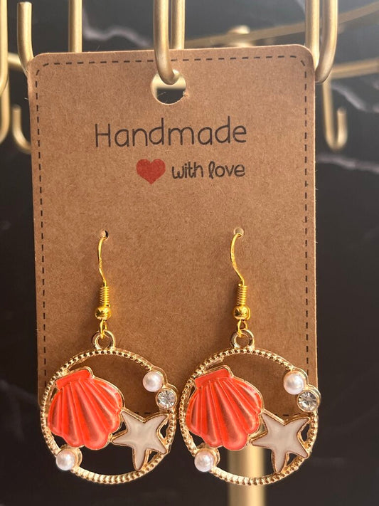 Misc. Drop Earrings - Coral Shell & Starfish