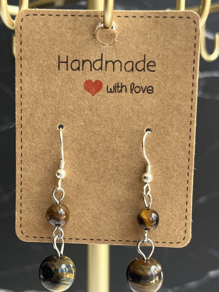 Crystal Drop Earrings - Tigers Eye