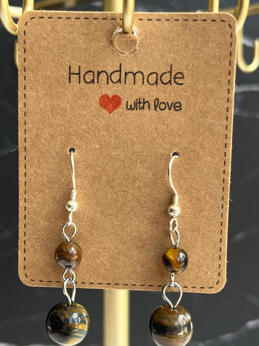 Crystal Drop Earrings - Tigers Eye