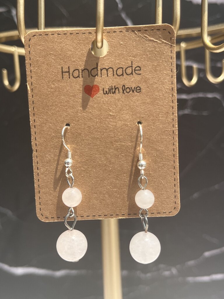 Crystal Drop Earrings - Rose Quartz