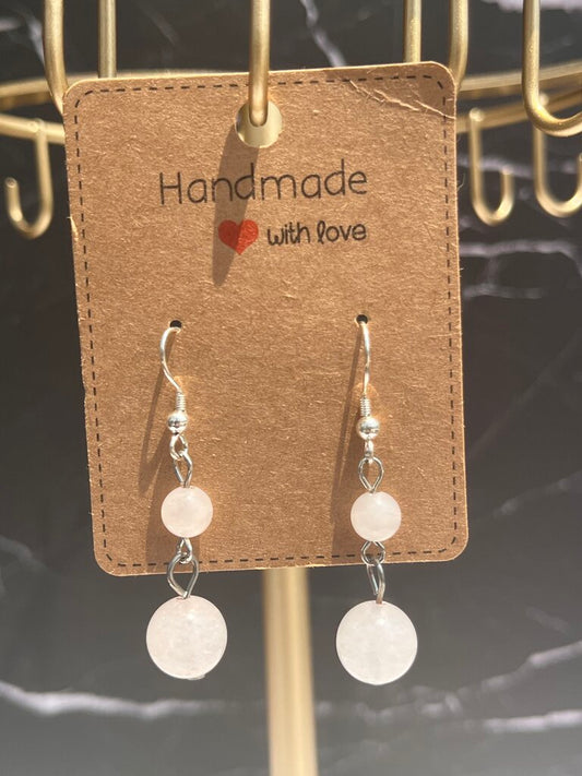 Crystal Drop Earrings - Rose Quartz