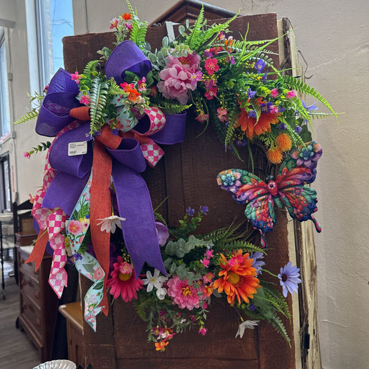 Butterfly wildflower wreath